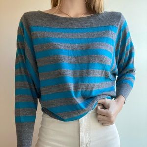 LOFT Striped Sweater | Black/Grey | Small